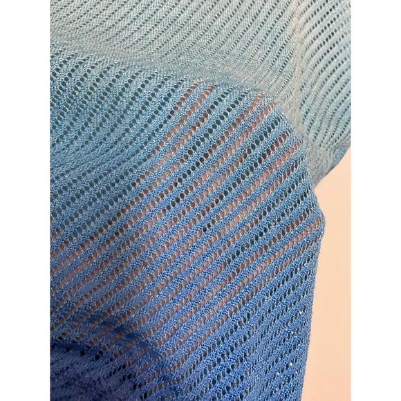 Chico's Blue Ombre Open Knit Round Neck Lightweight Sheer Top SMALL - Picture 6 of 9